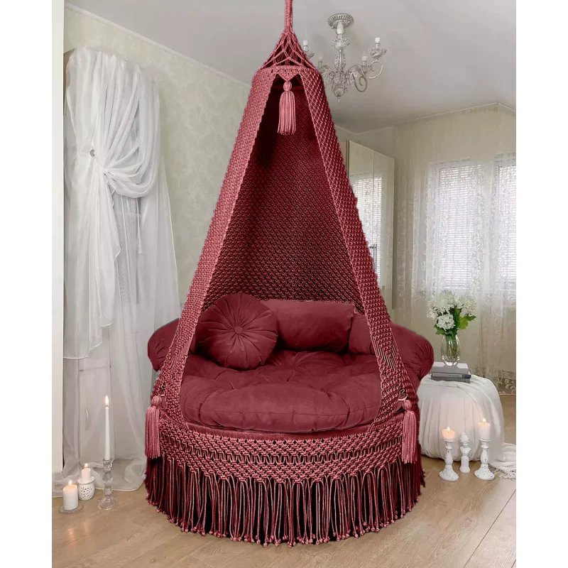 Macrame jhula In Maroon Colour